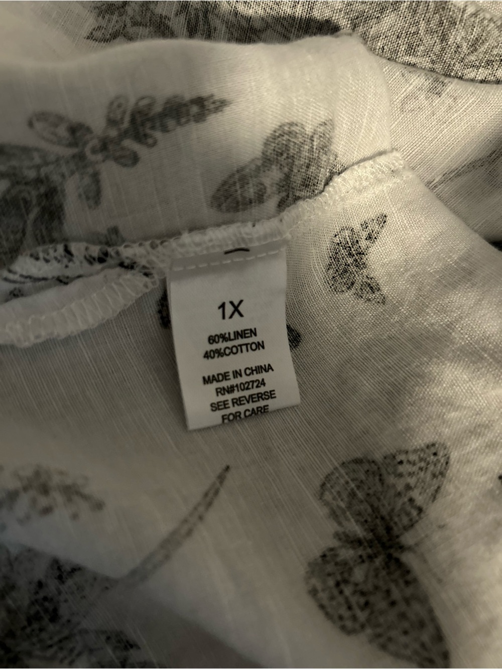 Hester & Orchard Linen Cotton Toile Butterfly Peasant Blouse Top 1X Linen blend - Picture 4 of 5